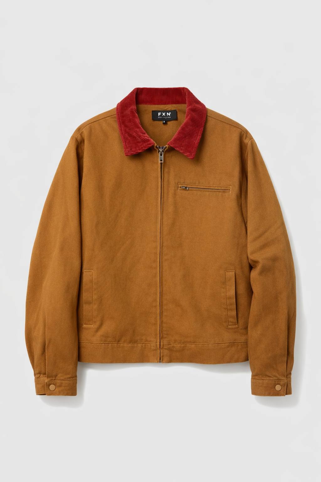 CORDUROY COLLAR JACKET - BURGUNDY / BROWN – FXN menswear