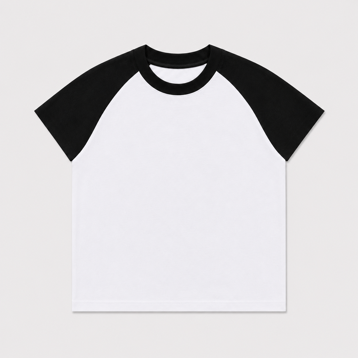 RAGLAN CROP TEE - WHITE BLACK SLEEVE