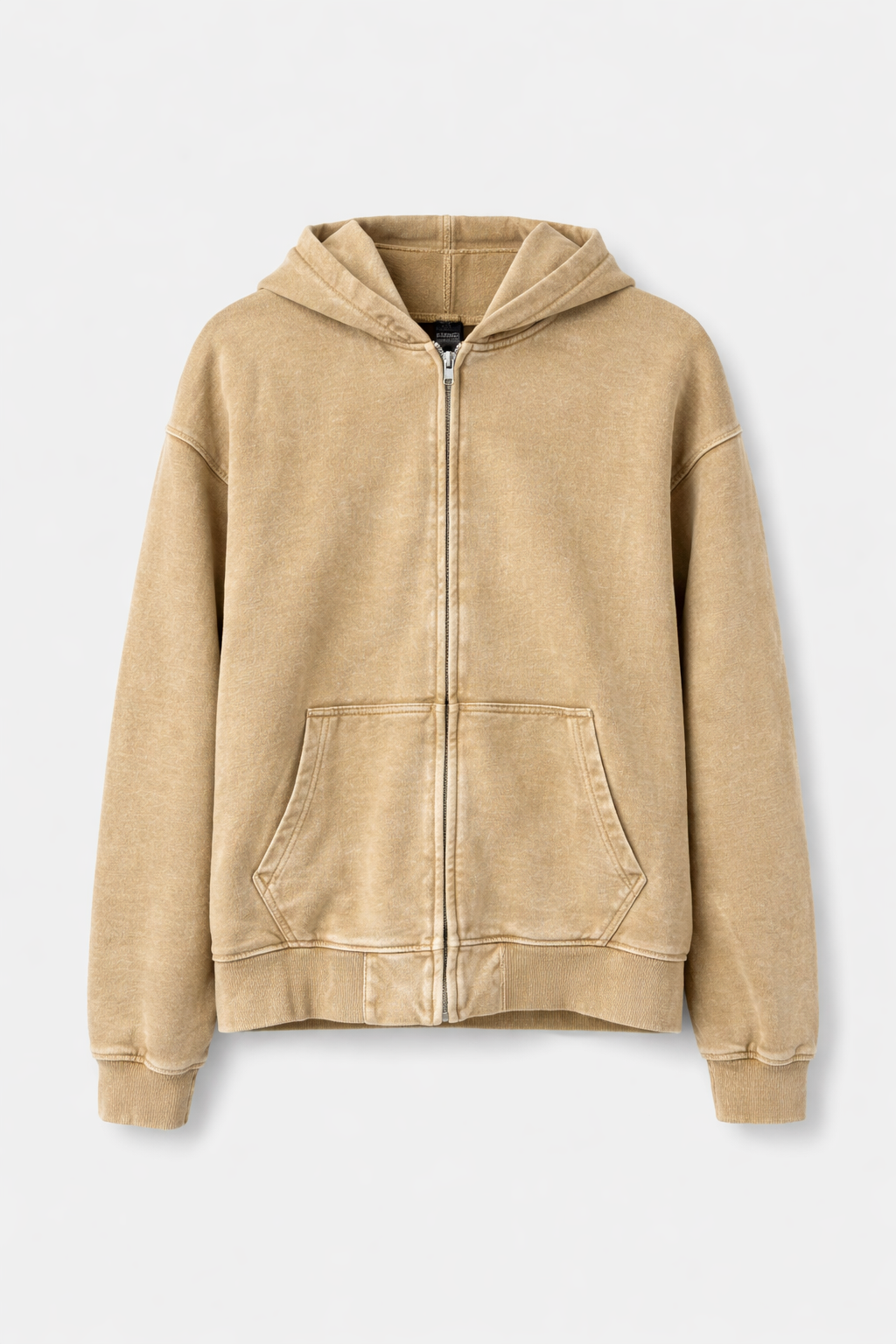 VINTAGE WASH ZIP HOODIE - TAN – FXN menswear