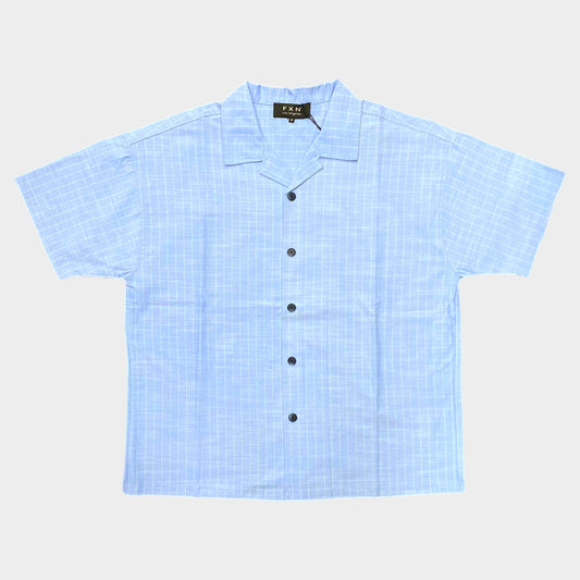 STRIPED BOWLING SHIRT - BLUE
