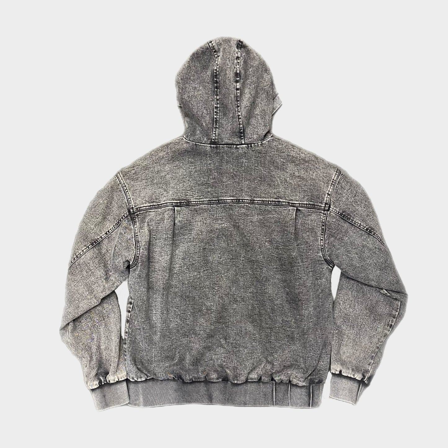 VINTAGE DENIM HOODIE JACKET - BLACK