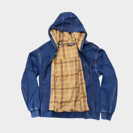 VINTAGE DENIM HOODIE JACKET - DARK BLUE