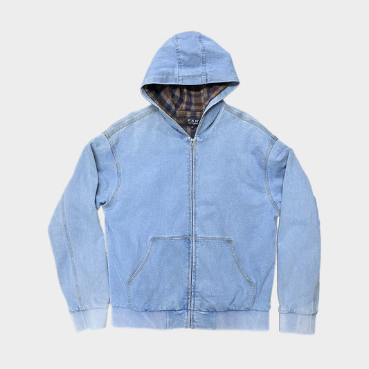 VINTAGE DENIM HOODIE JACKET - LIGHT BLUE