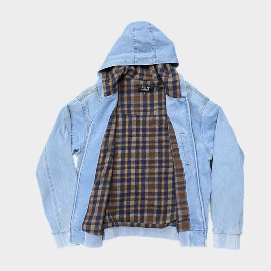 VINTAGE DENIM HOODIE JACKET - LIGHT BLUE
