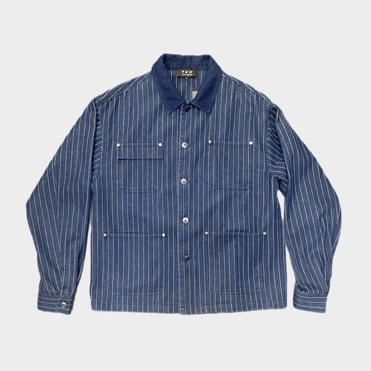 PINSTRIPE TWILL DENIM JACKET - BLUE