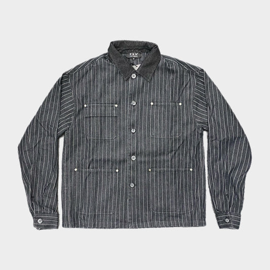 PINSTRIPE TWILL DENIM JACKET - BLACK