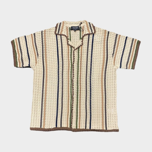 STRIPED CROCHET SHIRT - IVORY