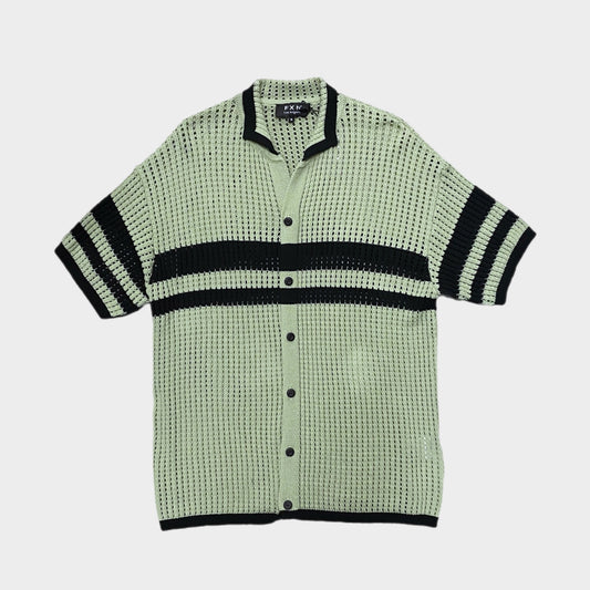 WIDE STRIPED CROCHET SHIRT - GREEN