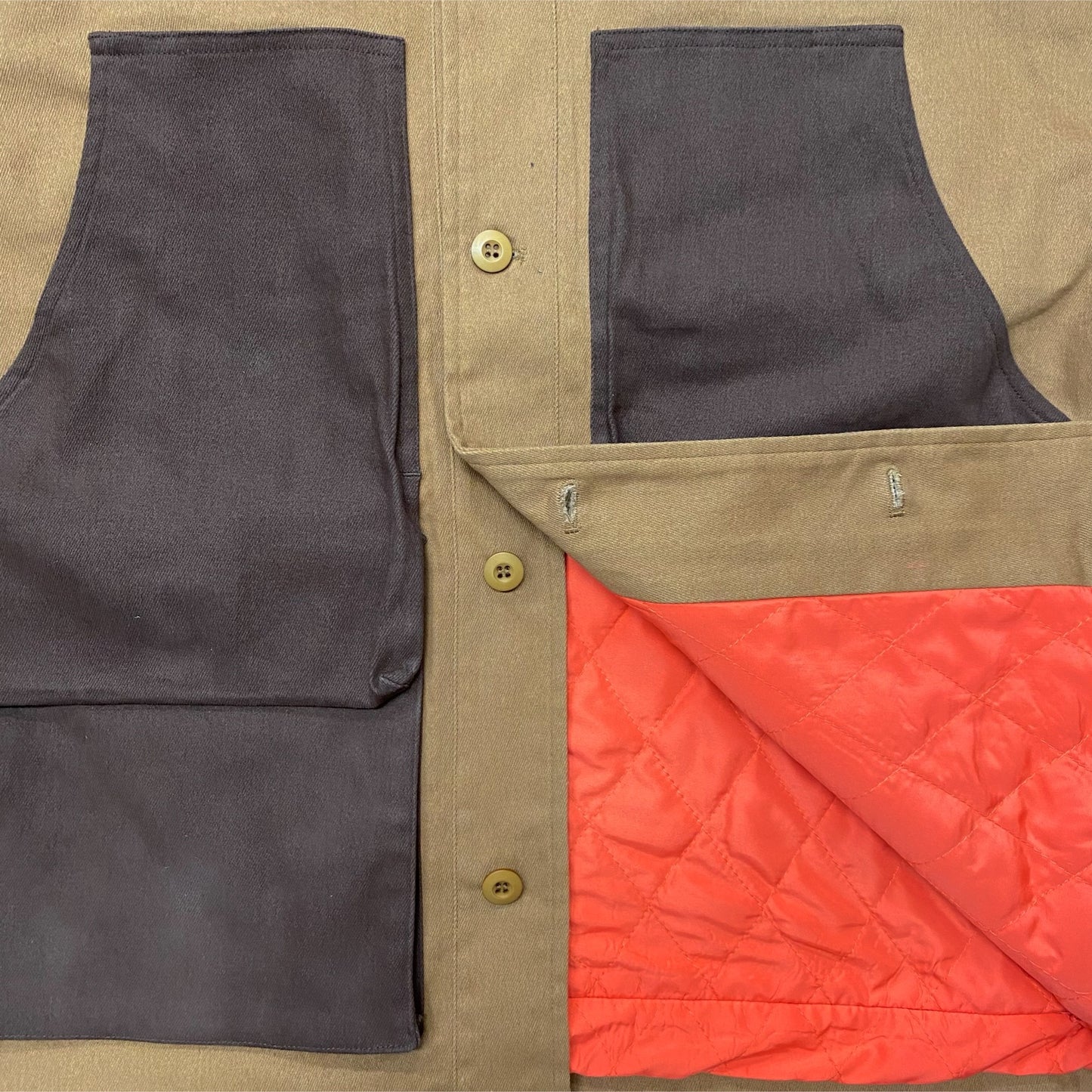TWO TONE QUILTED WORK JACKET - BROWN