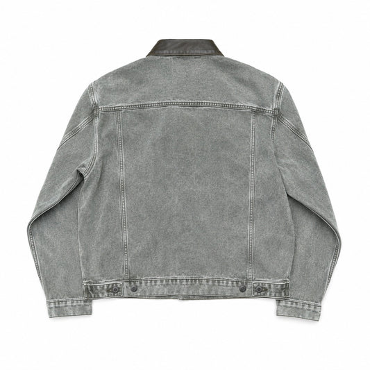 LEATHER COLLAR JACKET - OLIVE