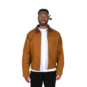 CORDUROY COLLAR JACKET - BROWN