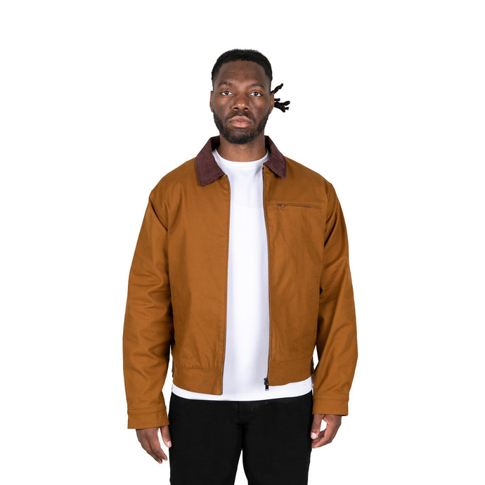 CORDUROY COLLAR JACKET - BROWN