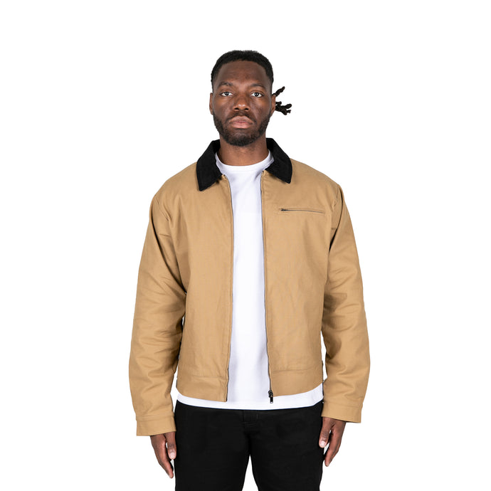 CORDUROY COLLAR JACKET - TAN