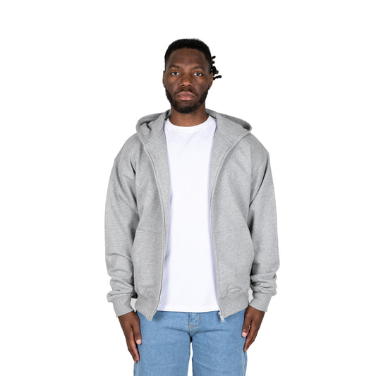 ZIP UP HOODIE - HEATHER GREY