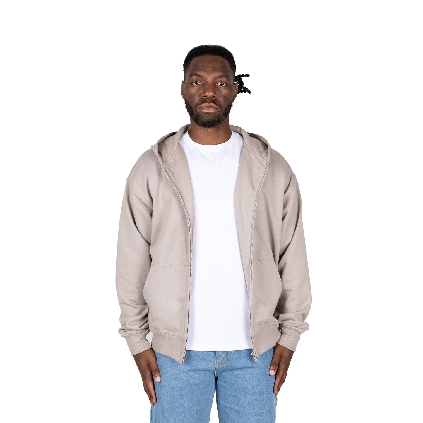 ZIP UP HOODIE - LIGHT GREY