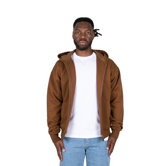 ZIP UP HOODIE - BROWN