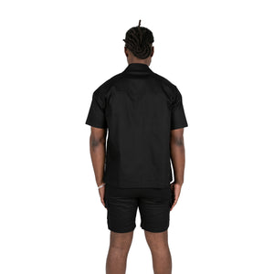 MILITARY SHORT SLEEVE SHIRT + CARGO SHORT - BLACK