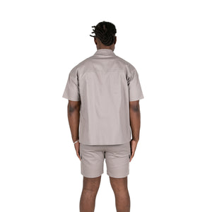 MILITARY SHORT SLEEVE SHIRT + CARGO SHORT - LIGHT GREY