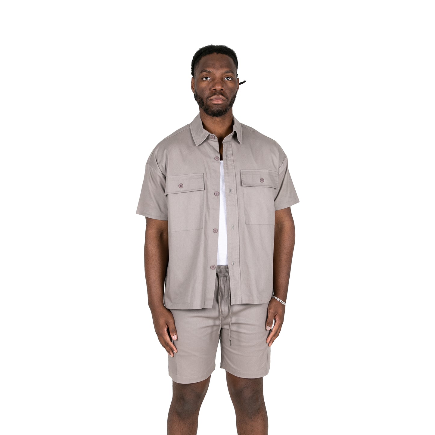 MILITARY SHORT SLEEVE SHIRT - LIGHT GREY