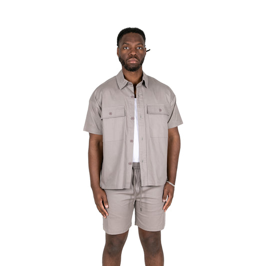 MILITARY SHORT SLEEVE SHIRT - LIGHT GREY
