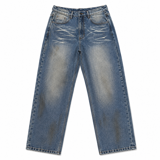 DIRTY WASHED WHISKER DENIM
