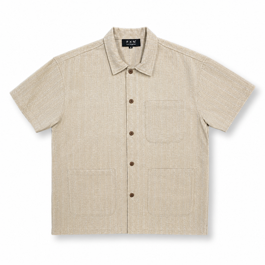 PINSTRIPE SHORT SLEEVE CHORE COAT