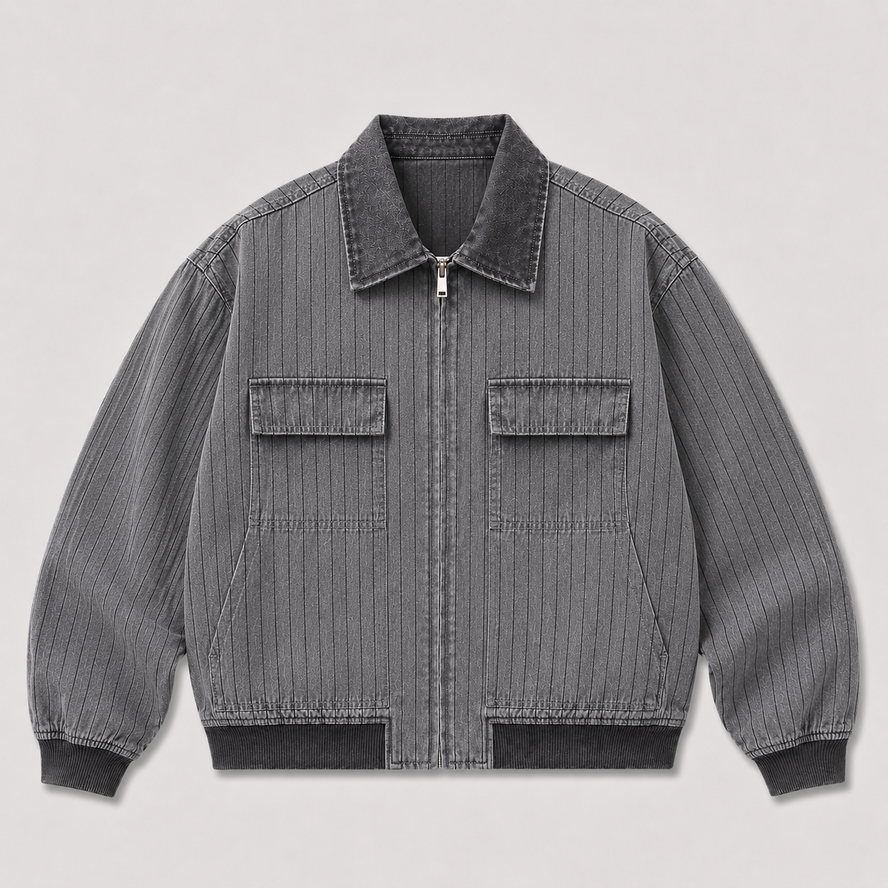 PINSTRIPE VINTAGE WORK JACKET - CHARCOAL