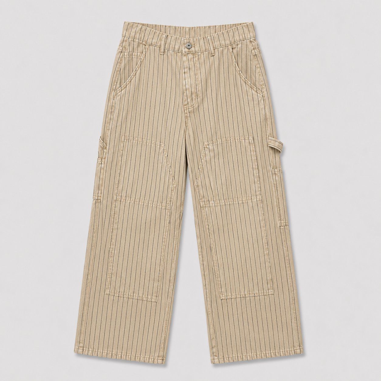 PINSTRIPE VINTAGE WORK PANT - BEIGE