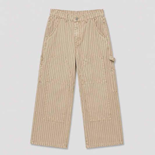 PINSTRIPE VINTAGE WORK PANT - BEIGE