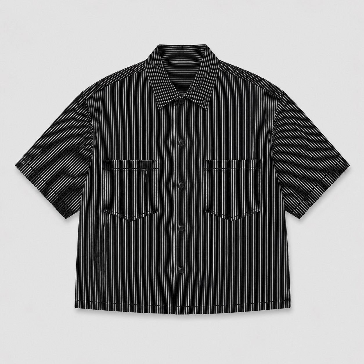 WASHED HICKORY CROP SHIRT - BLACK
