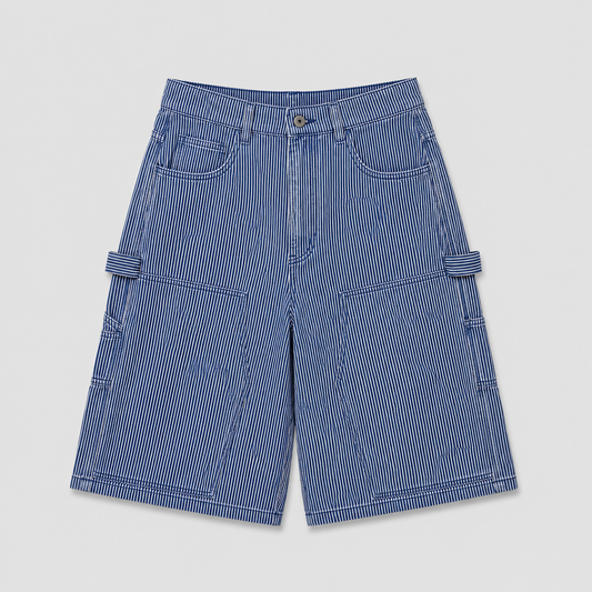WASHED HICKORY DOUBLE KNEE SHORTS - BLUE