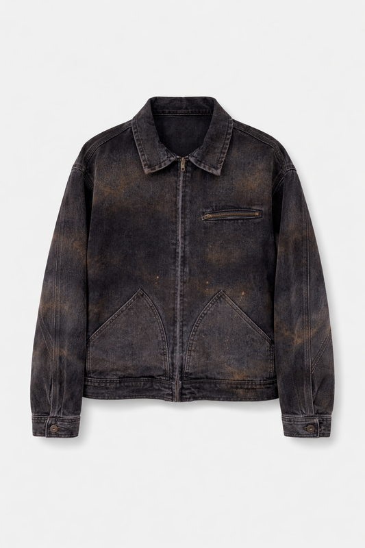 DIRTY DENIM WORK JACKET - BLACK