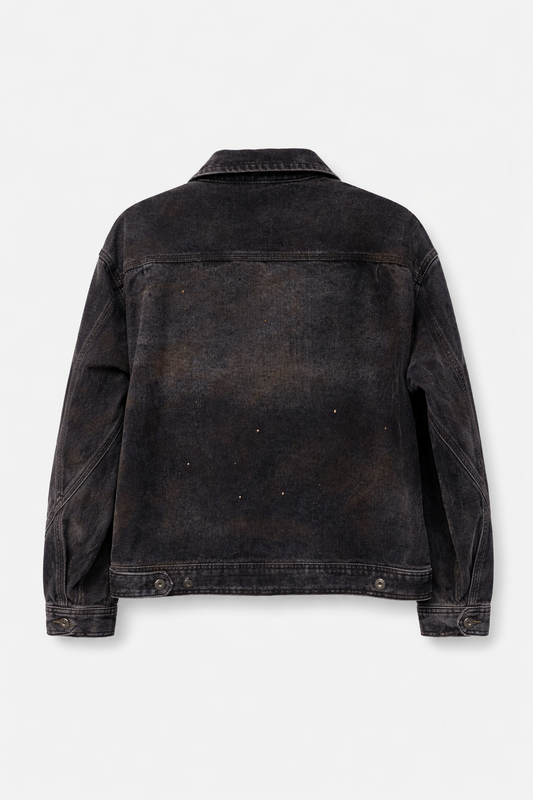 DIRTY DENIM WORK JACKET - BLACK