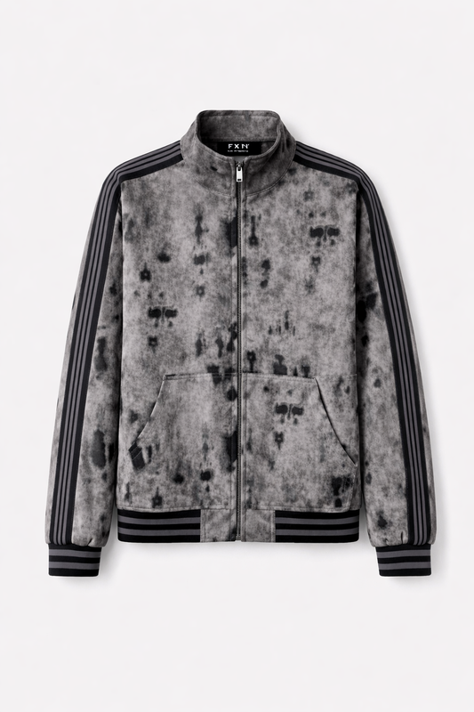 CHEETAH DENIM TRACK JACKET - CHARCOAL