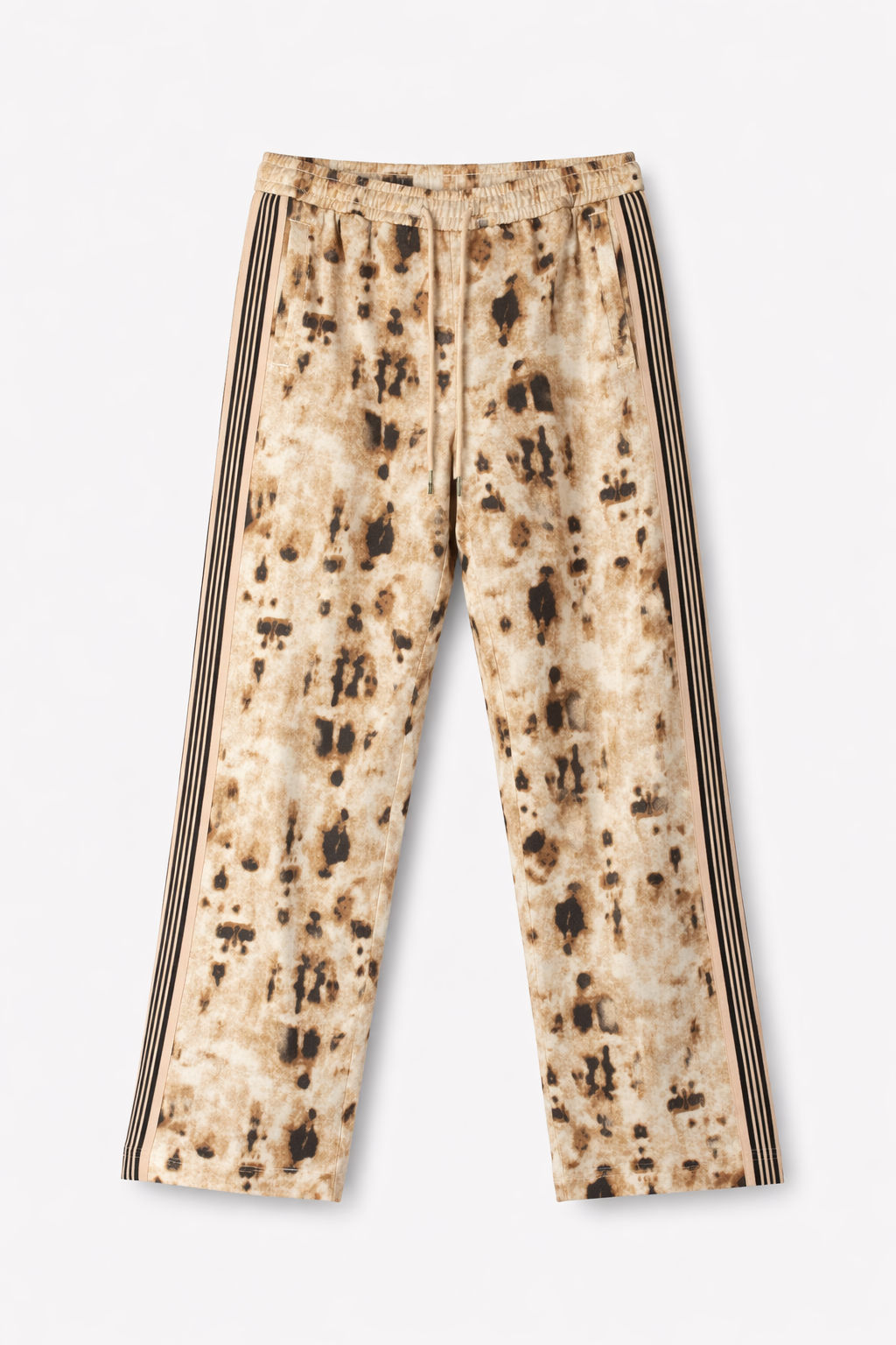 CHEETAH DENIM TRACK PANT - BEIGE