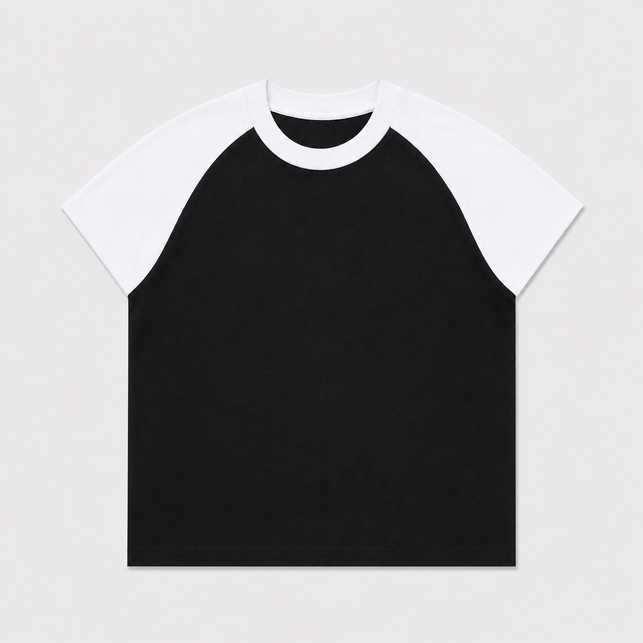 RAGLAN CROP TEE - BLACK WHITE SLEEVE