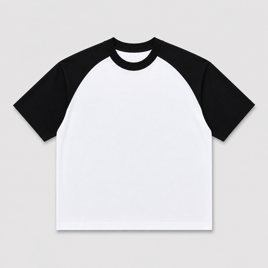 RAGLAN TEE - WHITE BLACK SLEEVE