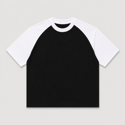 RAGLAN TEE - BLACK WHITE SLEEVE