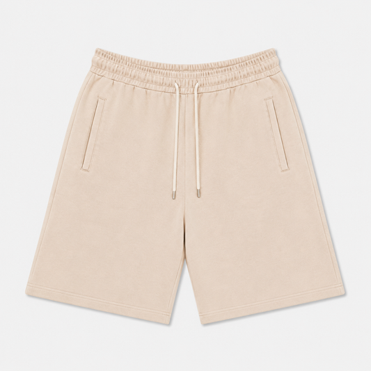 EXTRA BAGGY FRENCH TERRY SHORTS - TAN