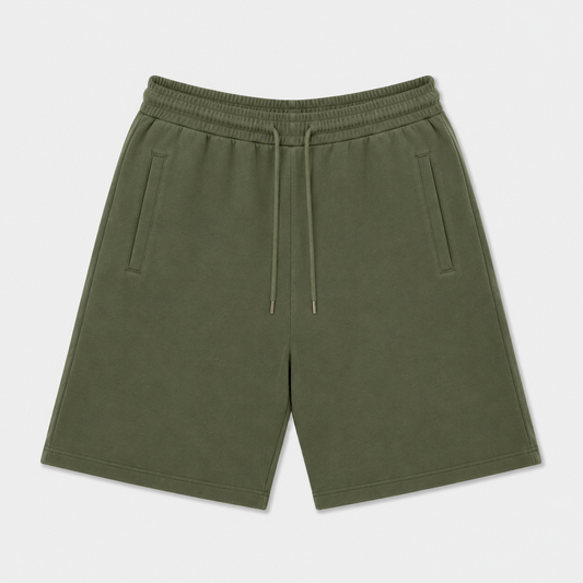 EXTRA BAGGY FRENCH TERRY SHORTS - OLIVE