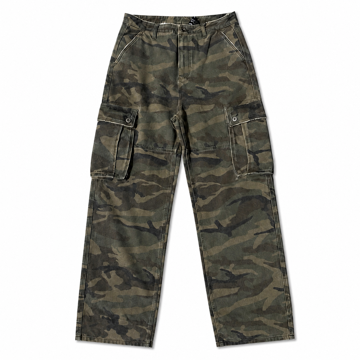 STONE WASHED CAMO CARGOS