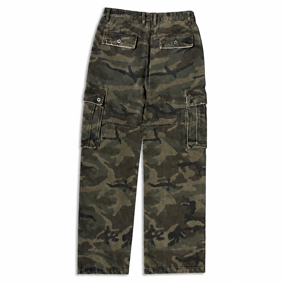 STONE WASHED CAMO CARGOS