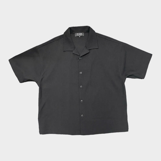 CROP BOWLING SHIRT - BLACK