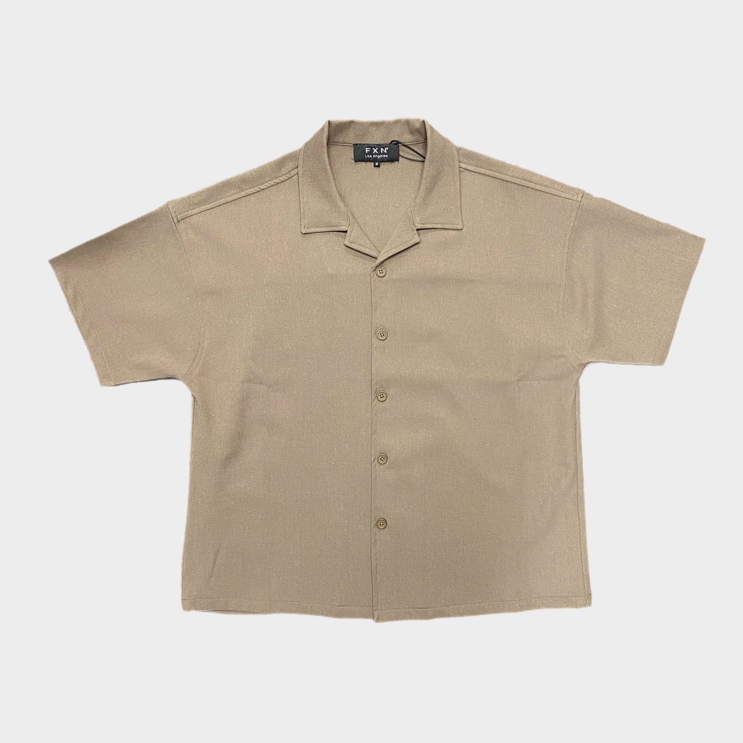 CROP BOWLING SHIRT - BROWN