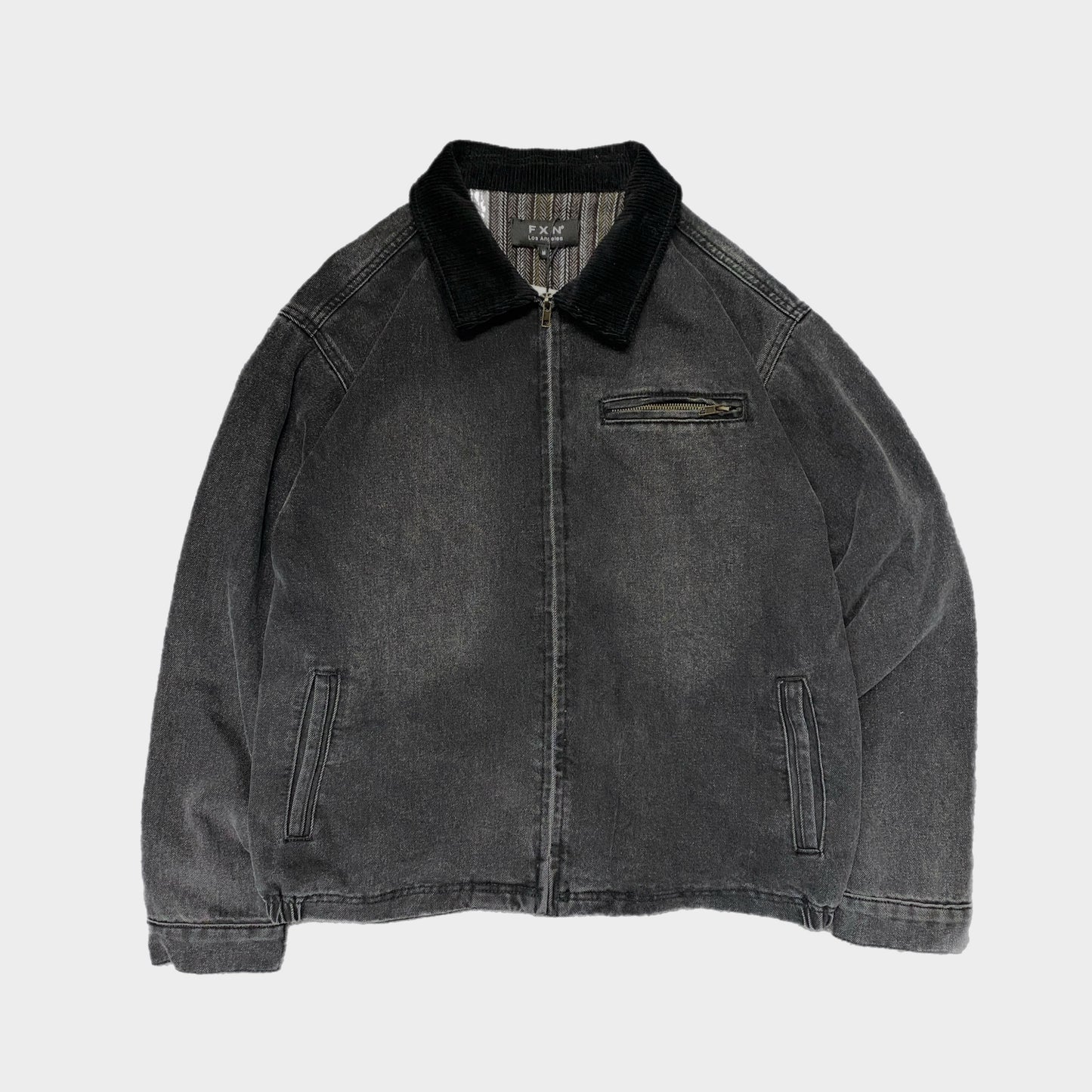 CORDUROY COLLAR DENIM JACKET WOOL LINING (BLACK)