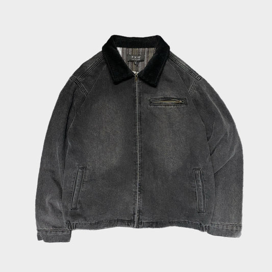 CORDUROY COLLAR DENIM JACKET WOOL LINING (BLACK)