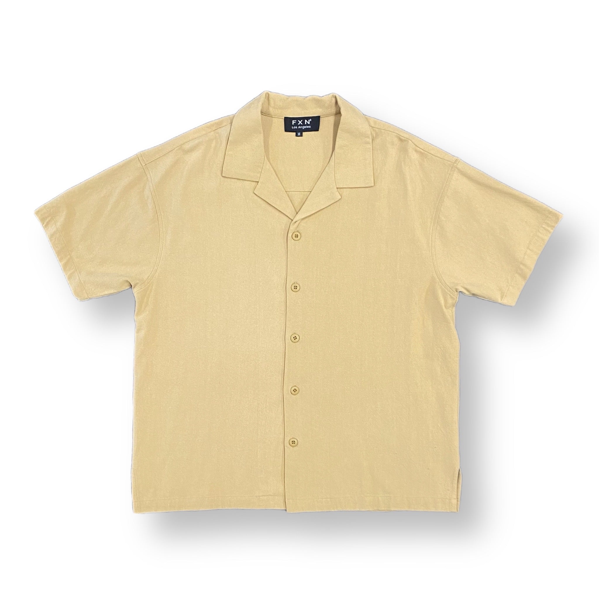 LINEN SHORT SLEEVE SHIRT - TAN – FXN menswear