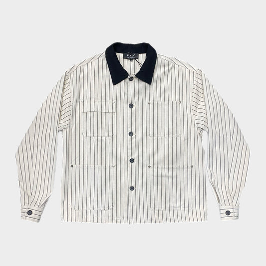 PINSTRIPE TWILL DENIM JACKET - OFF WHITE