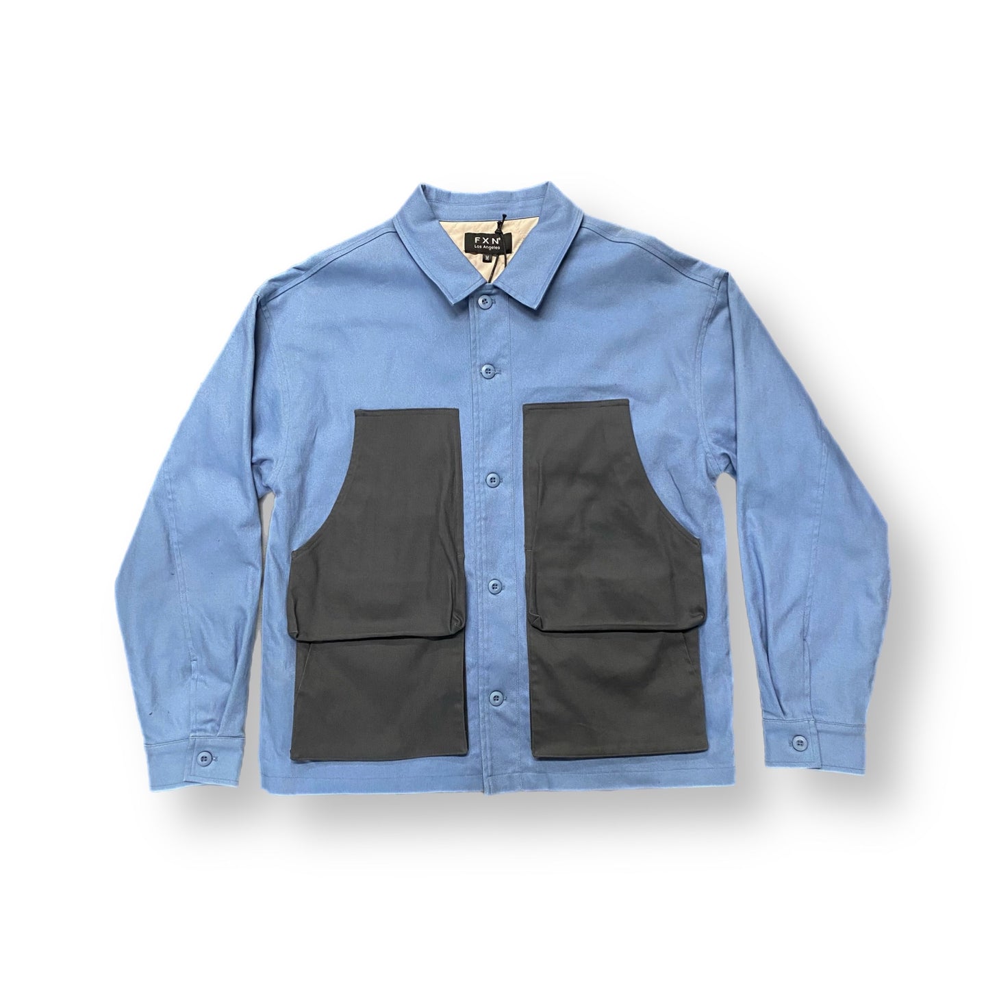 TWO TONE QUILTED WORK JACKET - ASH BLUE