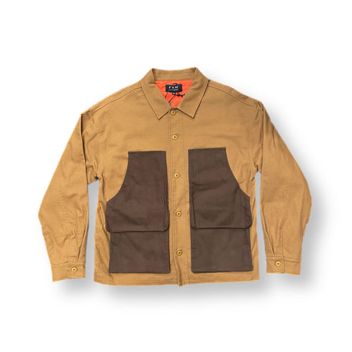 TWO TONE QUILTED WORK JACKET - BROWN